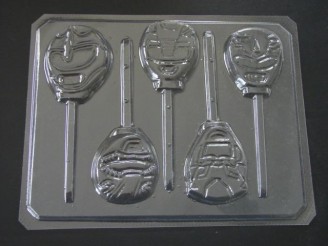 109sp Strong Rangers Face Chocolate or Hard Candy Lollipop Mold